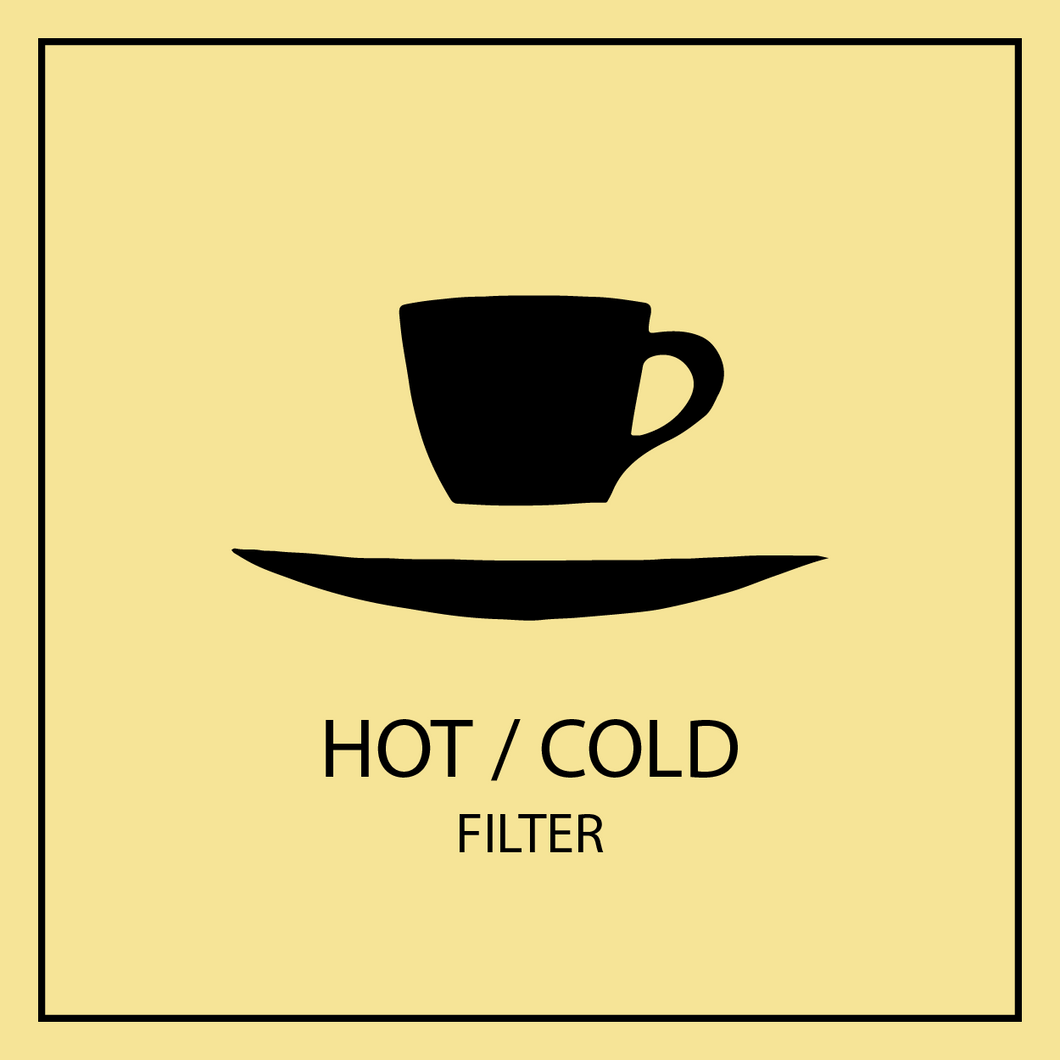 Floating cup and saucer logo with Hot/Cold filter coffee avatar.